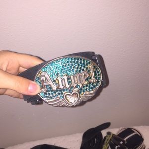 BEBE AUTHENTIC LEATHER ANGEL BUCKLE BELT